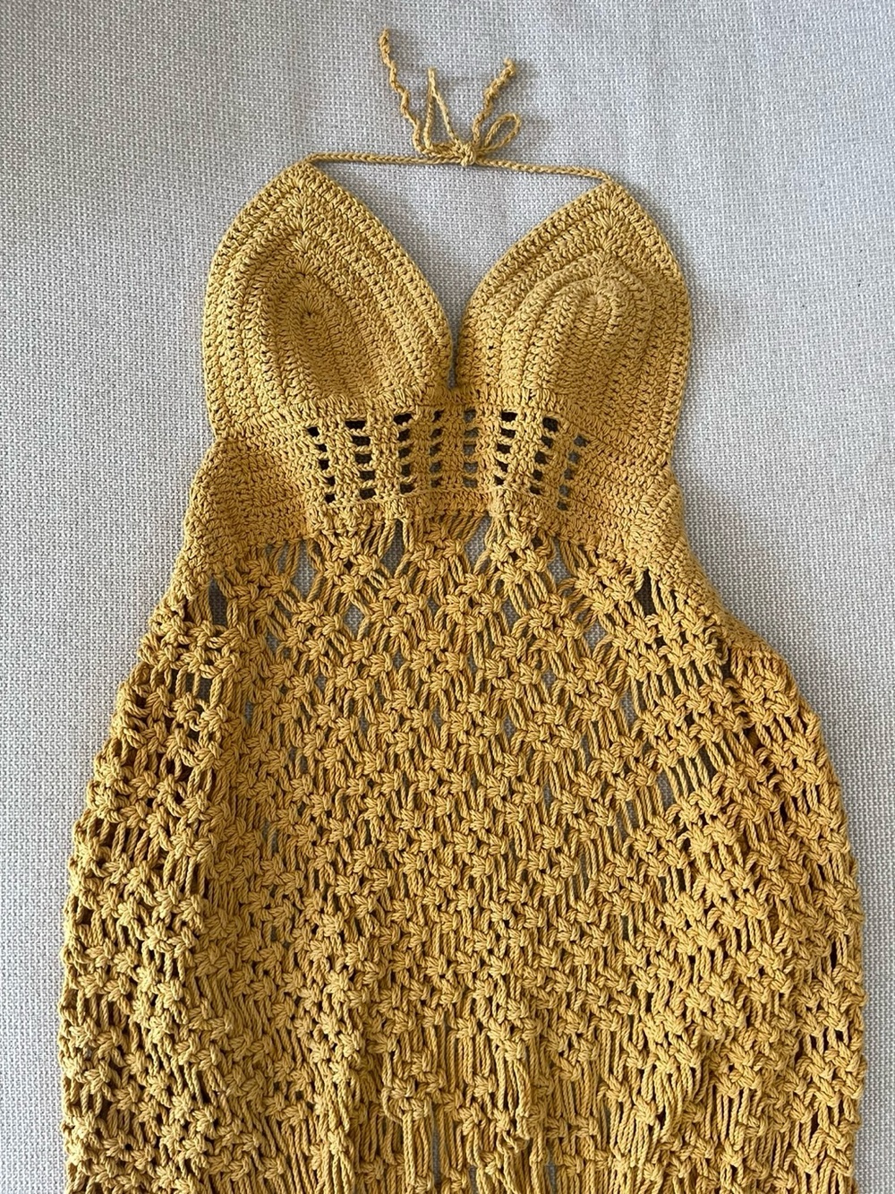 Handmade Mustard Crochet Cover-Up